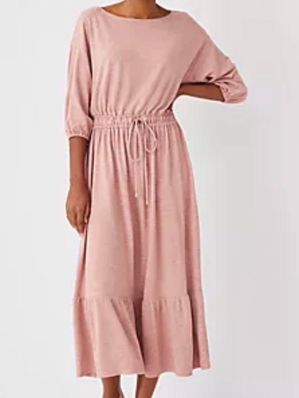 Ann Taylor Women's Dusty Rose Drawstring Waist Midi Dress